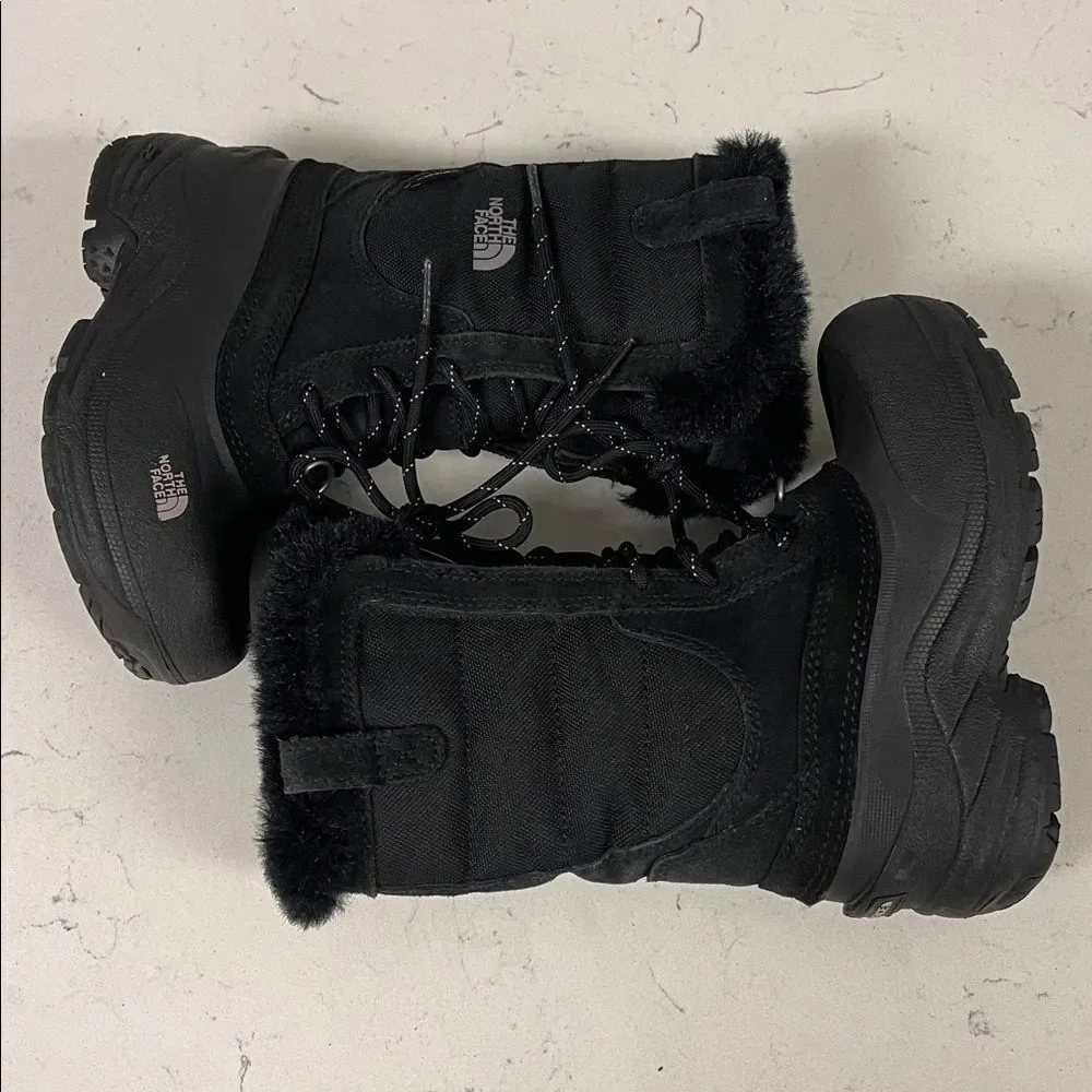 The North Face Kids' Shellista Lace Waterproof Black Fur-Lined Boots Size 11